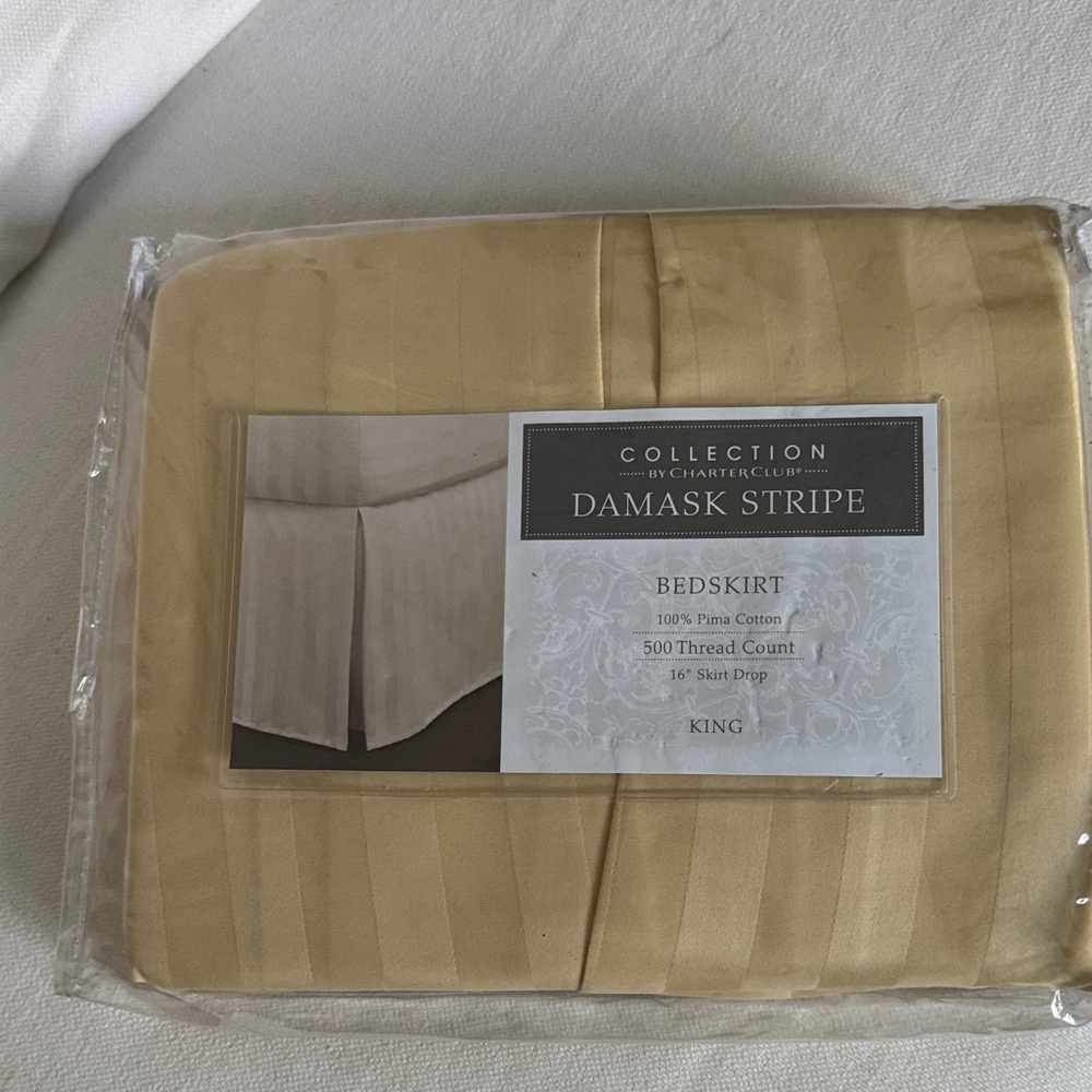 Charter Club Gold Damask Stripe Bedskirt